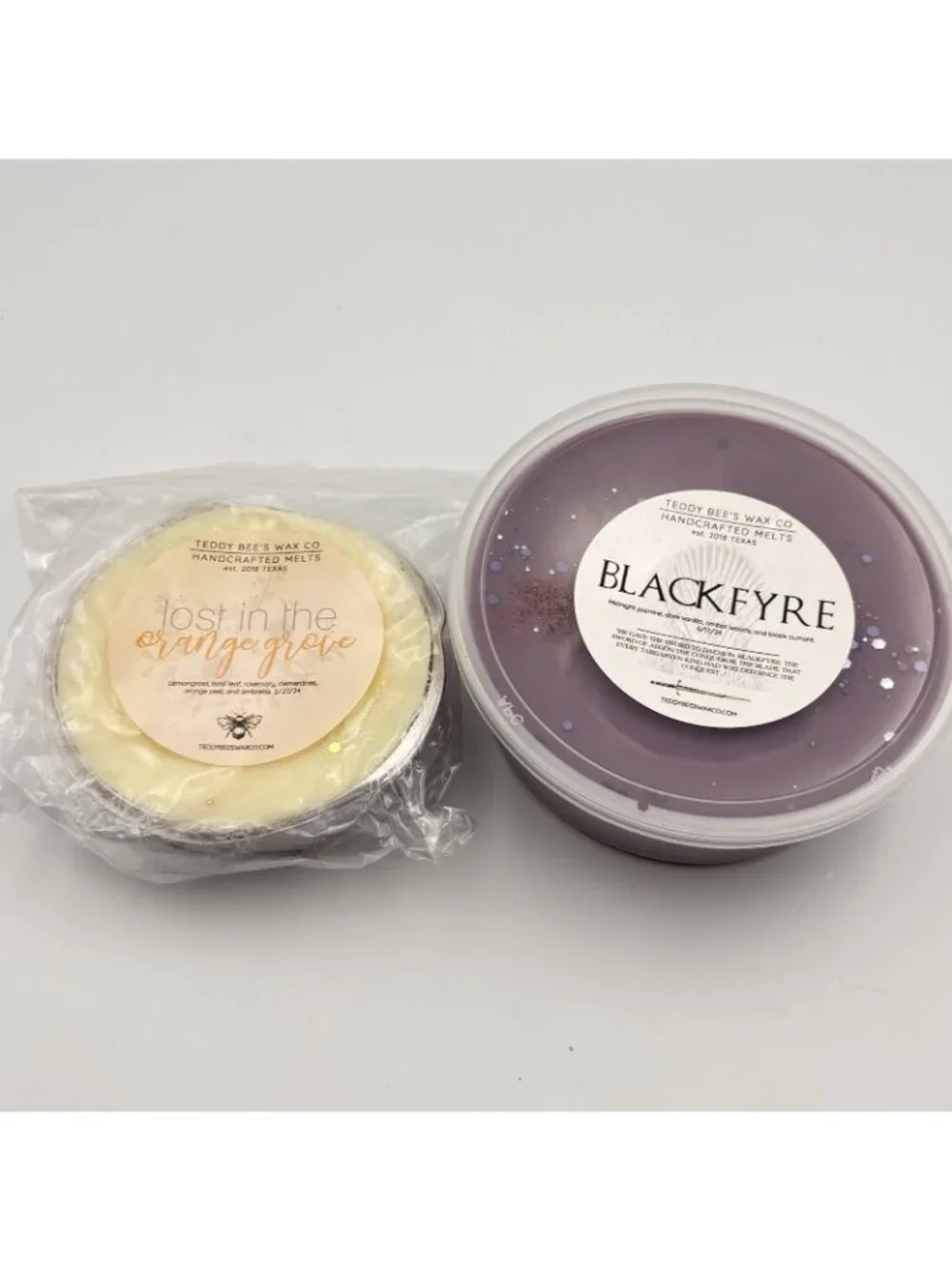 2 Teddy Bee’s Vendor Wax Melts Mixed Size Soufflés Black Fyre Lost Orange Grove